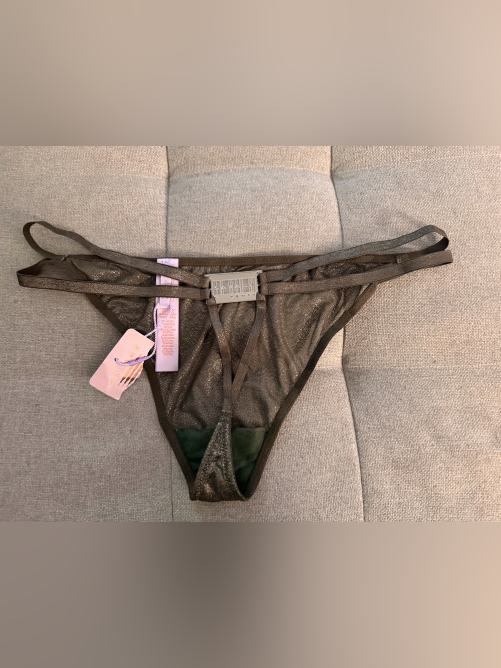 Savage x fenty green sparkling Mesh Panty thong women’s size 16-18